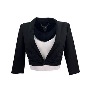 Armani Exchange Black Tuxedo Cropped Blazer
